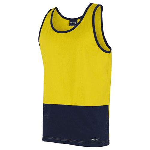 HI VIS COTTON SINGLET YELLOW FRONT HI VIS COTTON SINGLET YELLOW FRONT