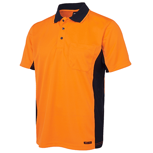 HI VIS SS SPORT POLO 6SPHS FRONT ORANGE NAVY HI VIS SS SPORT POLO 6SPHS FRONT ORANGE NAVY