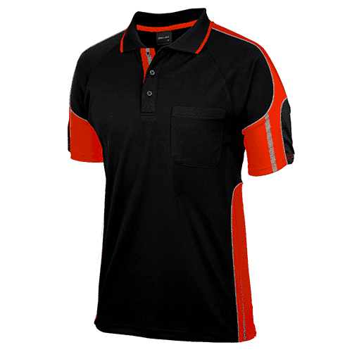 STREET PANEL POLO navy orange front custom polo STREET PANEL POLO navy orange front custom polo