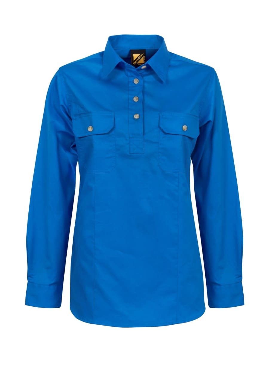 COBALT LADIES LIGHTWEIGHT LONG SLEEVE CLOSED FRONT COTTON DRILL SHIRT