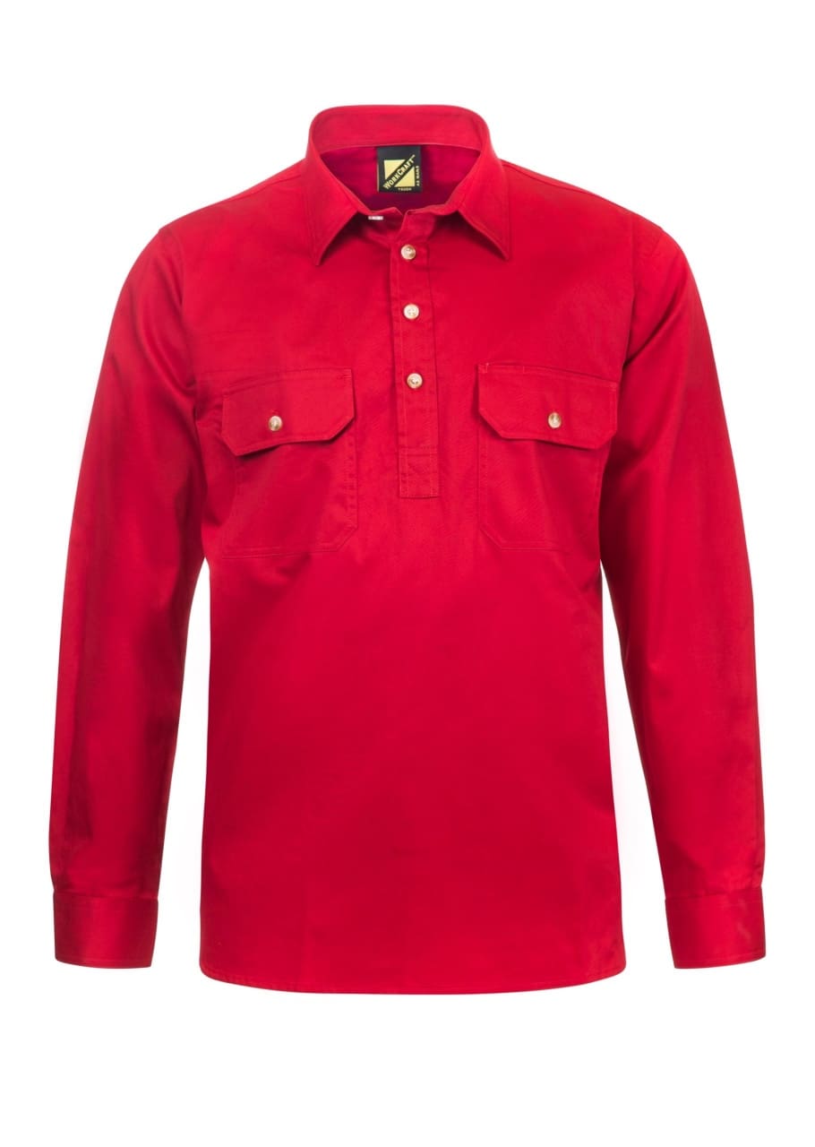RED LIGHTWEIGHT CLOSED FRONT SHIRT WS3029