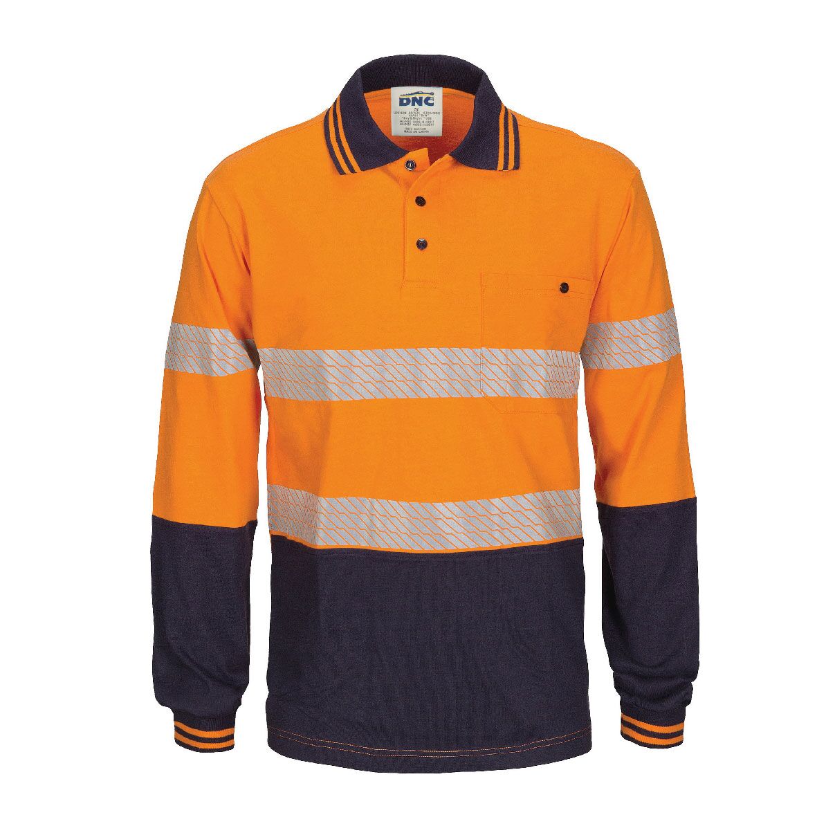 DNC Hi Vis Segment Tape Cotton Jersey Polo Long Sleeve 3516-02