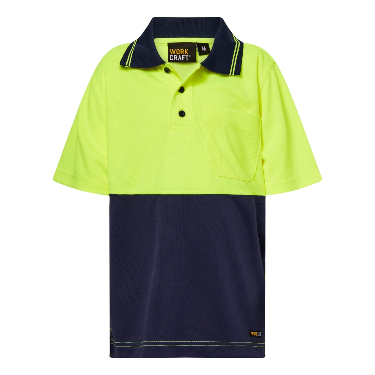 LIME KIDS HI VIS SHORT SLEEVE MICROMESH POLO WITH POCKET
