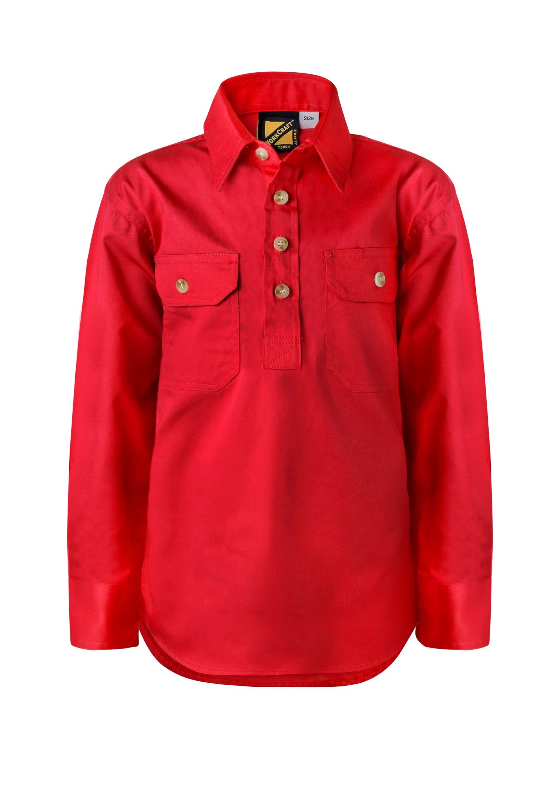 RED KIDS CLOSED FRONT COTTON SHIRT WSK131
