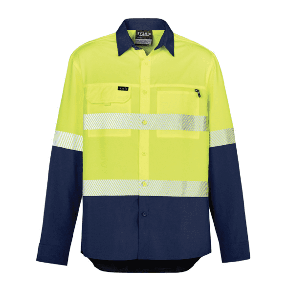 Mens Hi Vis Outdoor Segmented Tape Long Sleeve Shirt ZW470-04
