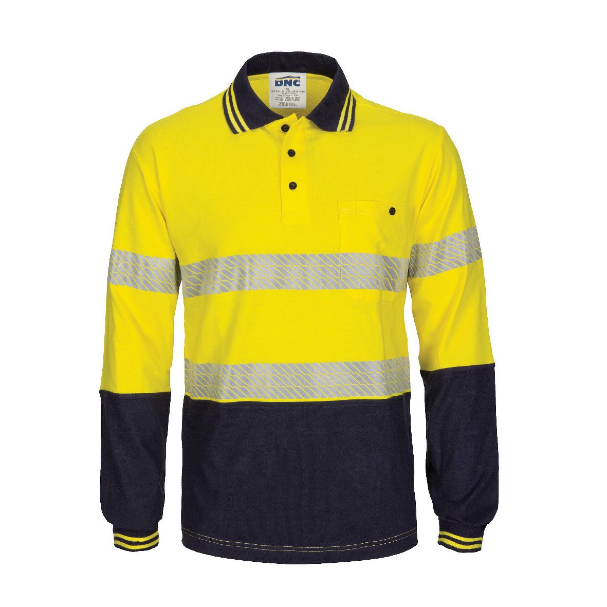 DNC Hi Vis Segment Tape Cotton Jersey Polo Long Sleeve 3516-01
